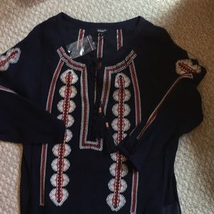 Navy blue tunic with red/white embroidery L